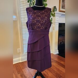 Connected Apparel Deep Maroon Lace Midi Dress